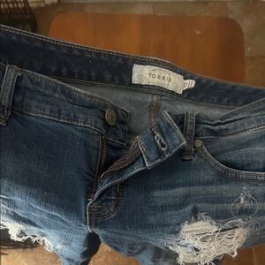 Torrid Women's Ripped Dark Blue Boyfriend Jeans